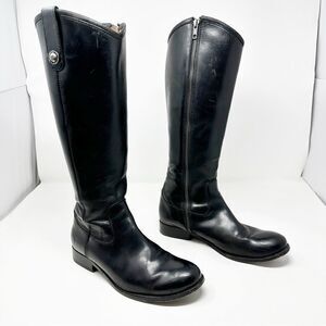 Frye Black Leather Tall Zip Riding Equestrian Boots Womans 7.5
